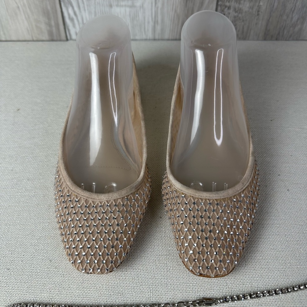 Revolve PAIGE Beige Rhinestone Flats